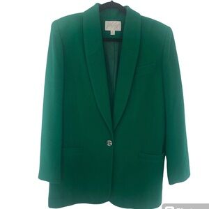 LORD & TAYLOR GREEN ONE BUTTON VINTAGE BLAZER